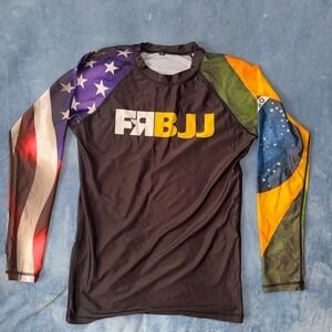 FABJJ brown and multi coloured long sleeve rash guard men size L
